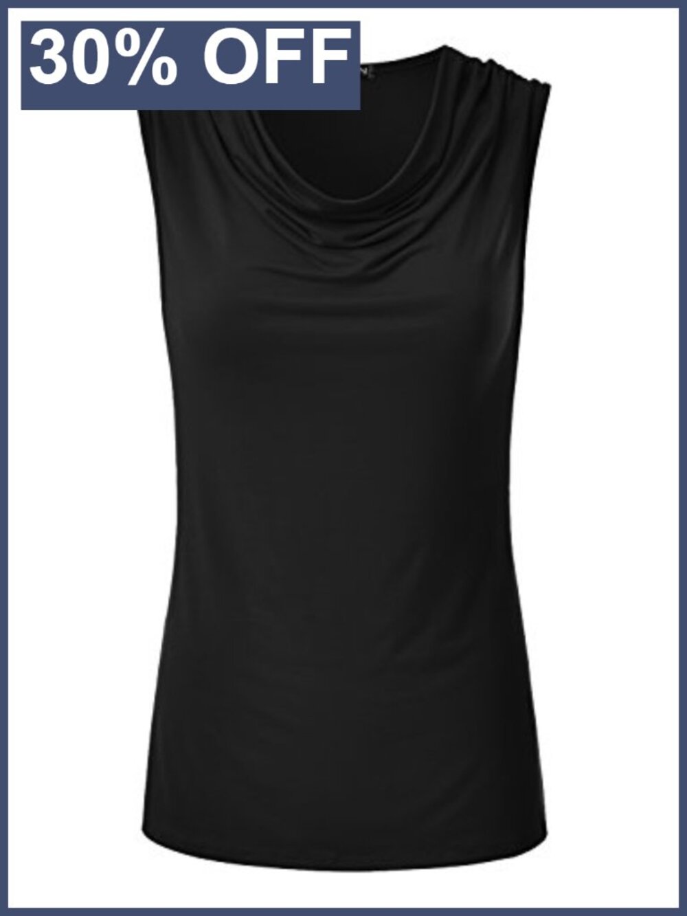 Women's Cowl Neck Ruched Draped Sleeveless Stretchy Blouse Tank Top